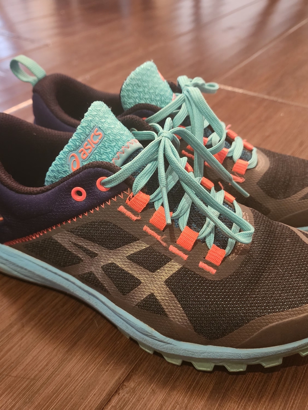 Asics Women's Black with Teal & Coral Running Sneakers